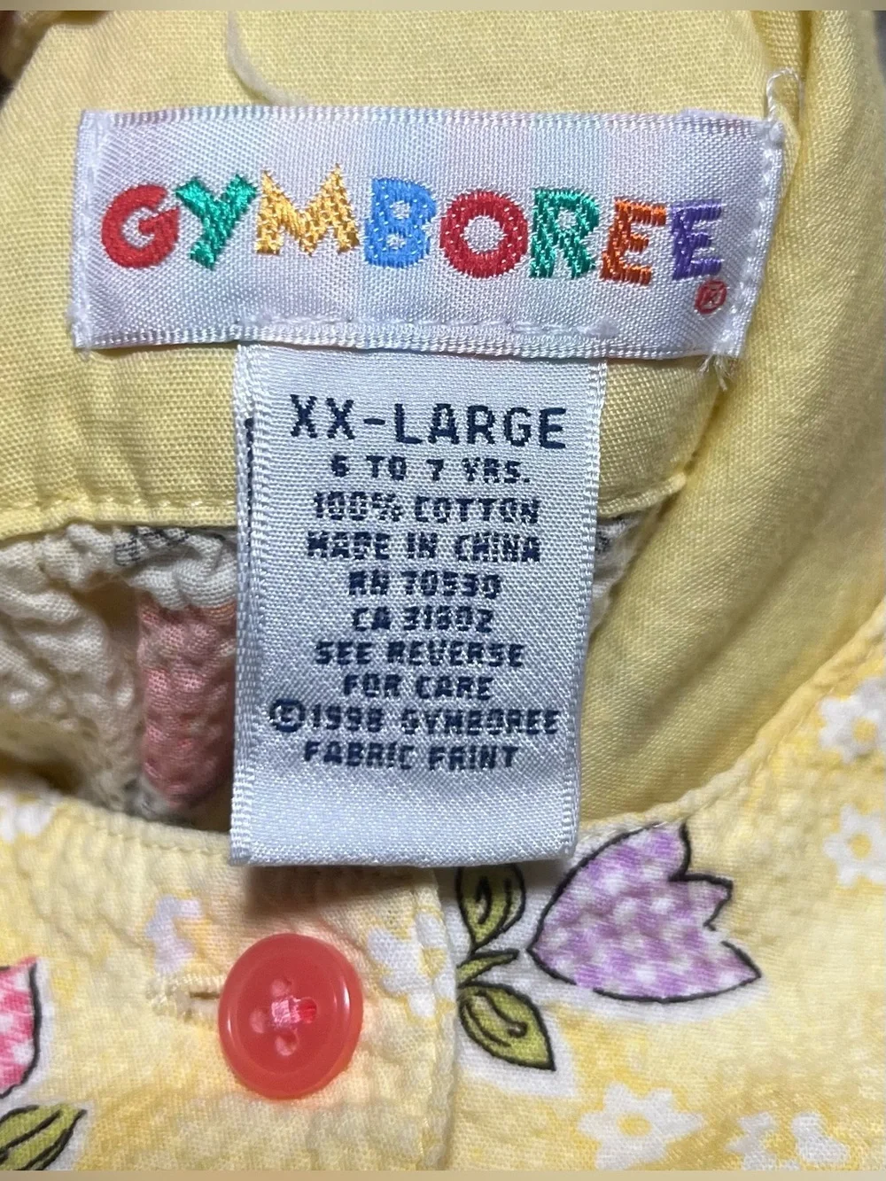 Vintage 90s Gymboree Floral Garden Seersucker Romper Jumper 6-7 XXL